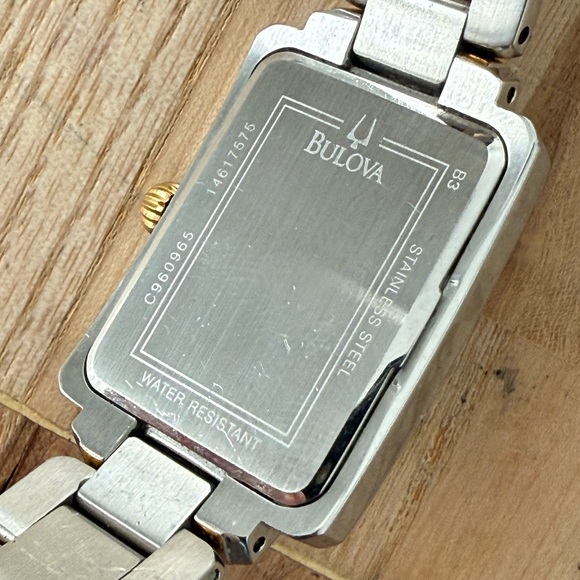 Bulova Curvex Luxury Watch Two-Tone Bracelet White Rectangular Dial Blue Hands main image 4